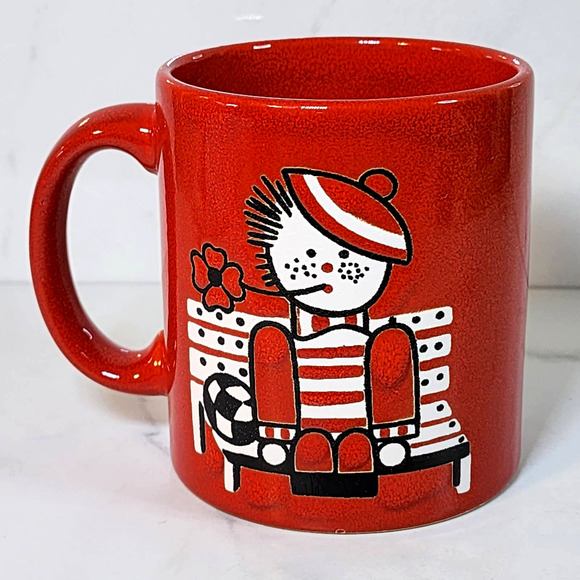 Vintage West Germany Waechtersbach Coffee Mug Rag Doll Boy on Bench Tea Cup - Picture 2 of 6